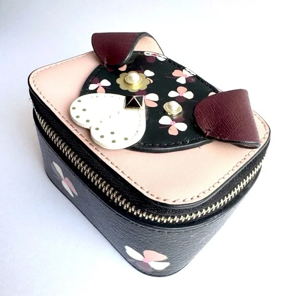 KATE SPADE Floral Cherrywood Puppy Dog Travel Jewelry Box - Picture 4 of 16
